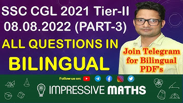 SSC CGL 2021 Tier 2 Maths Solution exam held on 08.08.2022 | Part-3 | Impressive Maths | Balraj