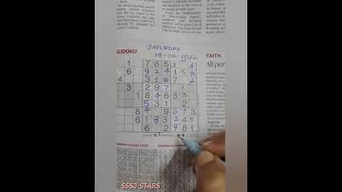 18-06-2022 ll Today sudoku solution ll The hindu newspaper ll