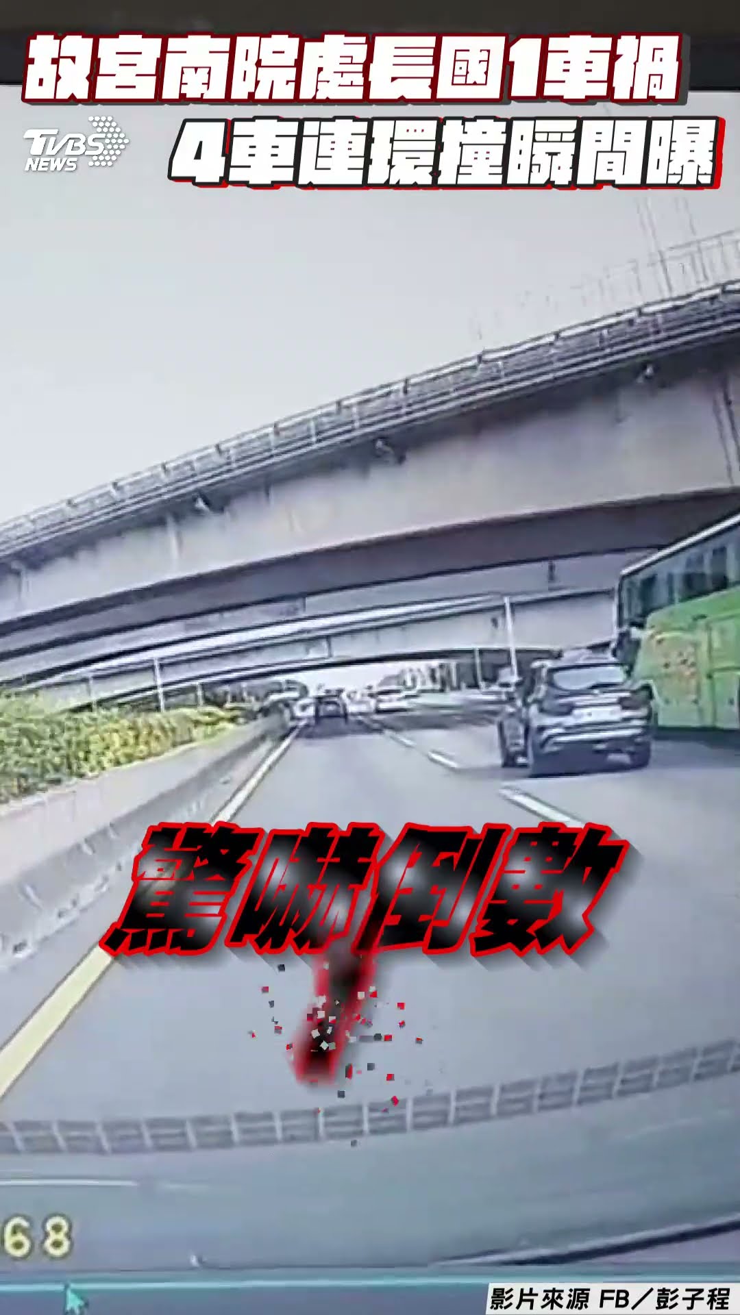 故宮南院處長國1車禍 4車連環撞驚悚瞬間曝光｜TVBS新聞@TVBSNEWS01