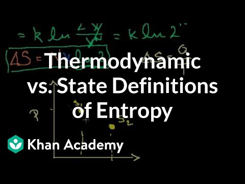 Reconciling thermodynamic and state definitions of entropy | Physics | Khan Academy
