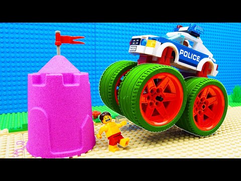 Big Trucks Kinetic Sand Bulldozer Racing