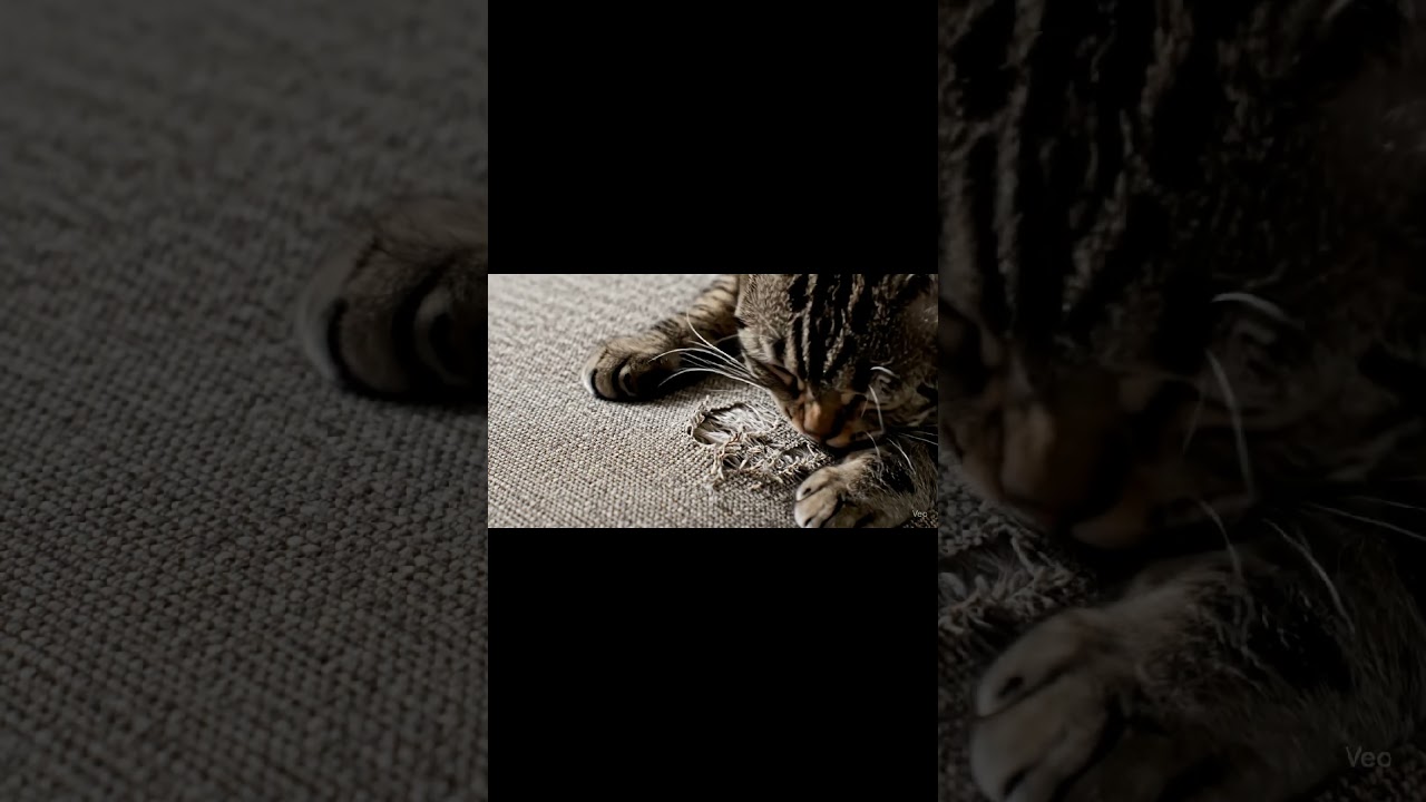 [ASMR] A cat scratching a fabric sofa