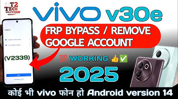 VIVO V30e 5g FRP BYPASS | WITHOUT PC | Vivo v30e 5g remove google account ( v2339) All Vivo 💯 ✅👍
