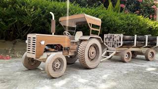 DIY Rc TRACTOR with LOG TRAILER working very hard | Mahindra 395