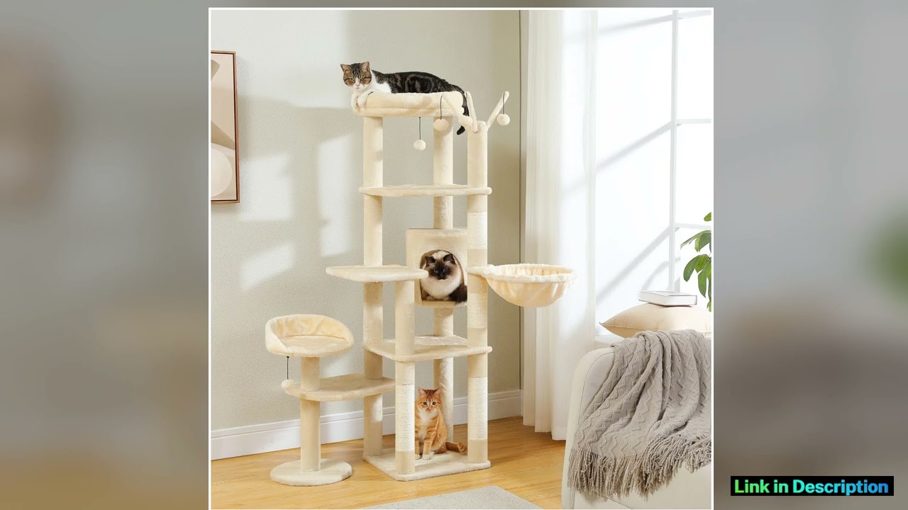 Cactus Tall Cat Tree for Large Cat MultiLevel Cat Tower for Indoor Cats Cat Condo with Large Hammoc