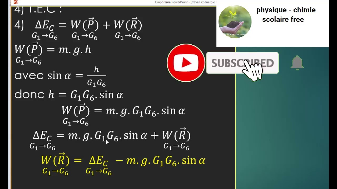 Exercice puissance énergie cinétique théorème de l’énergie cinétique  1bac