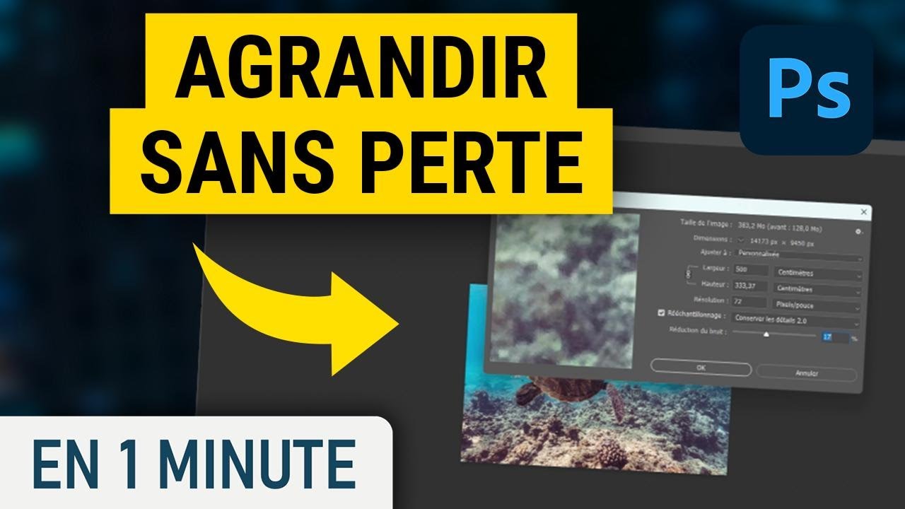 Comment agrandir une image sans perdre de qualité sur Photoshop - YouTube