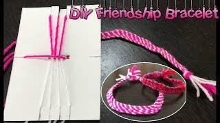 Learn how make friendship bracelet at home by using wool and a
cardboard. follow the steps in video, repeatedly, turn strings of into
beautifu...