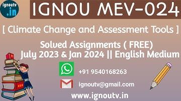 IGNOU MEV-024 Solved Assignment July 2023 & Jan 2024 [FREE] || IGNOU PGCCC || IGNOU TV || IGNOU ||
