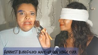 FUNNIEST BLINDFOLDED MAKE UP CHALLENGE EVER!! | Rachel Thev