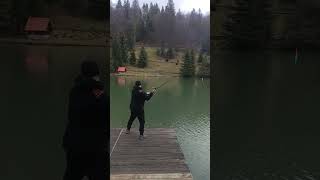 Першосічнева рибалка на озері Віта #ukraine #fishing #lake #vita #carpathian #winter #salo  #shorts