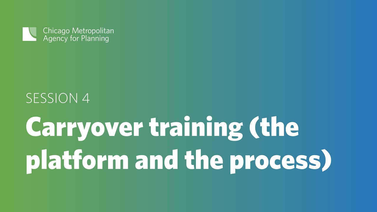 eTIP Training Session 4: Carryover training (the platform and the process)