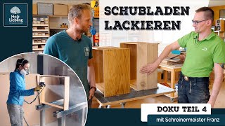 Schubladen lackieren / Schubladenauszüge montieren | Die Holz-Liebling Küchen Doku Teil 4