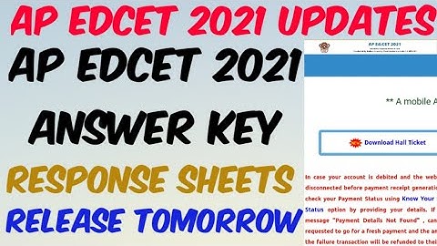 AP EDCET 2021 Answer Key & Response sheets Release Tomorrow🤩//AP EDCET 2021 Answer key Update