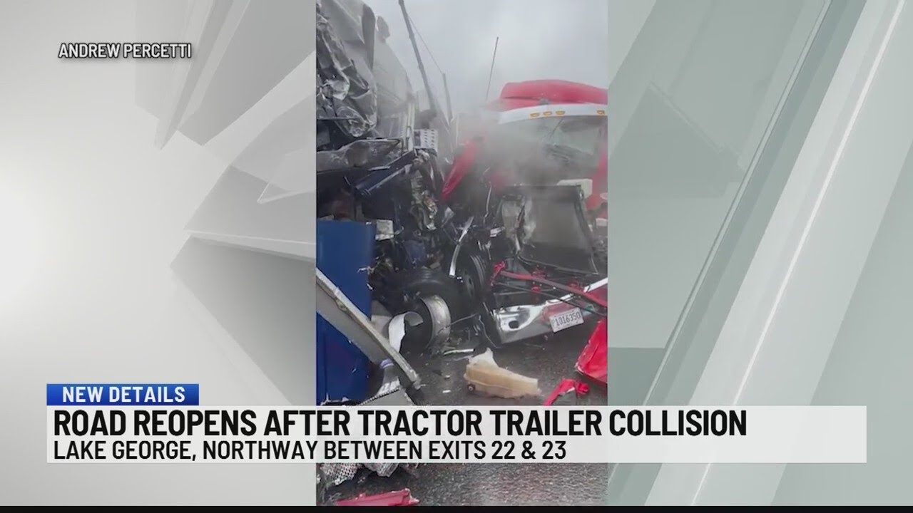 Road reopens after tractor trailer collision - YouTube