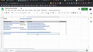 Auto short link Google Sheet