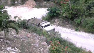 International Dump Truck Jake Shifting Up Hill Loaded With Sand