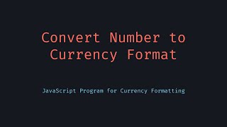 Format Number as Currency