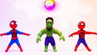 Homem-Aranha, Hulk e Relâmpago Marquinhos se divertem dançando disco! |  Stop Motion para as criança