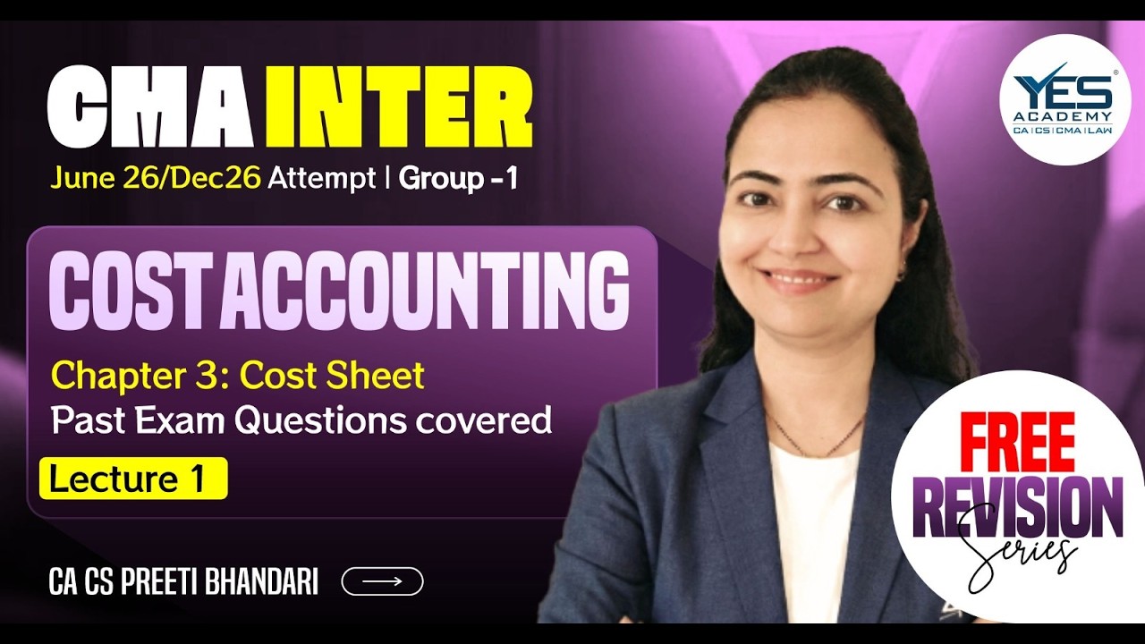 CMA Inter June 2026 | Free Revision Batch | Cost Accounting - Cost ...