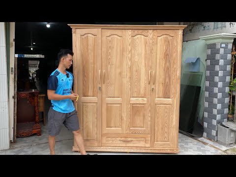 Video Tủ áo 4 cánh - tủ quần áo gỗ sồi - youtube
