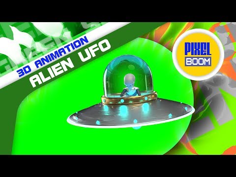 Gray Alien with Uniform Spaceship UFO 3D Animation PixelBoom