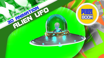 Gray Alien with Uniform Spaceship UFO 3D Animation PixelBoom