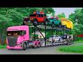 DOUBLE DECKER LONG CONVOY POLICE TRANSPORT, VW CRAFTER, CORVETTE, JEEP MINI & BATTLE! FS22 #16