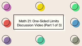 [Math 21] Disc 1.2 One-Sided Limits (Part 1 of 3)