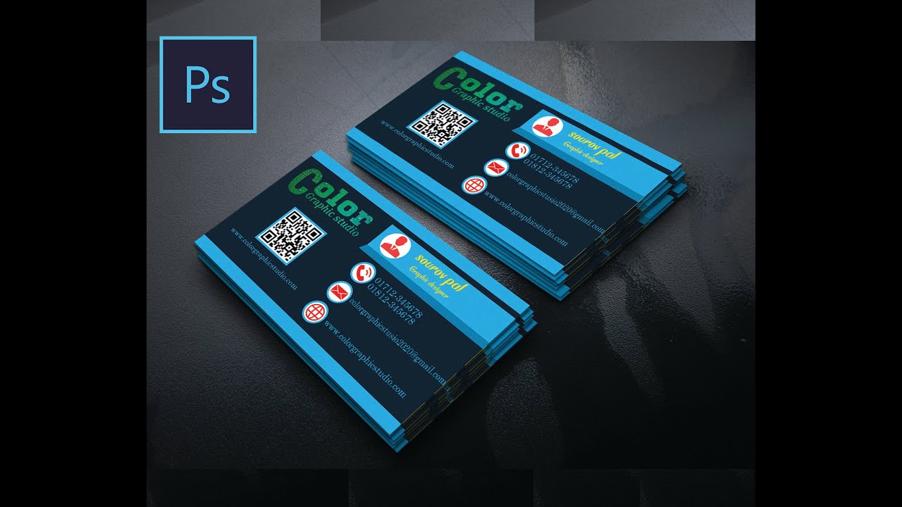 Professional Business Card Design Tutorial-- adobe Photoshop PS-----color graphic studio