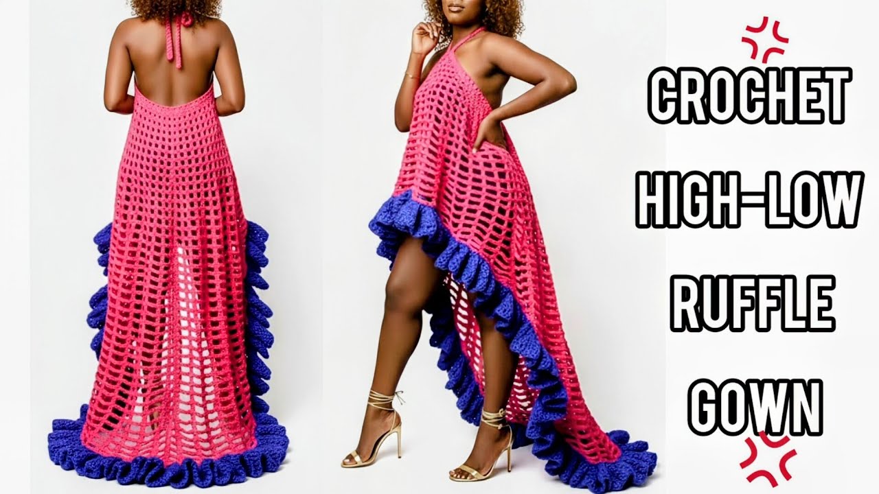 [Tutorial] How to Crochet A High-Low Ruffled Gown - C_Clean Crochê