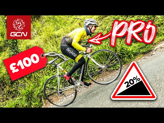 Pro On A £100 Bike VS Killer Climb! class=