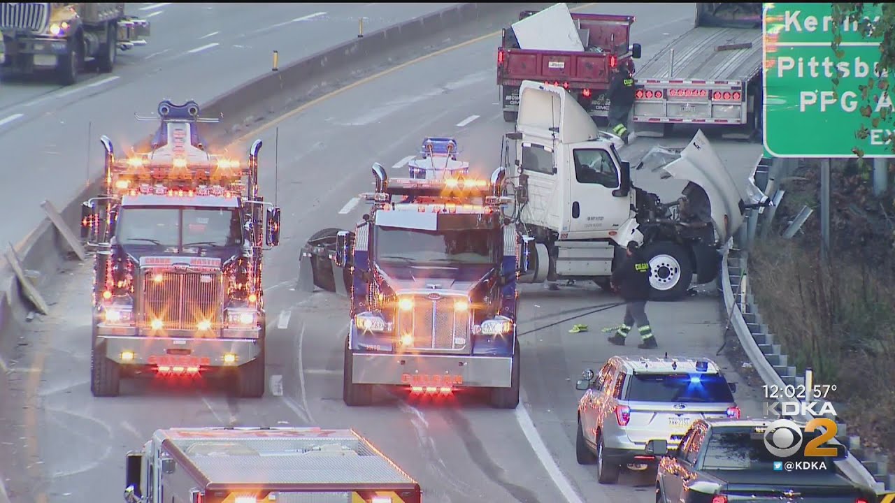 Tractor Trailer Crash Shuts Down Parkway East During Morning Rush - YouTube