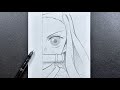 Anime sketch  how to draw nezuko half face stepbystep