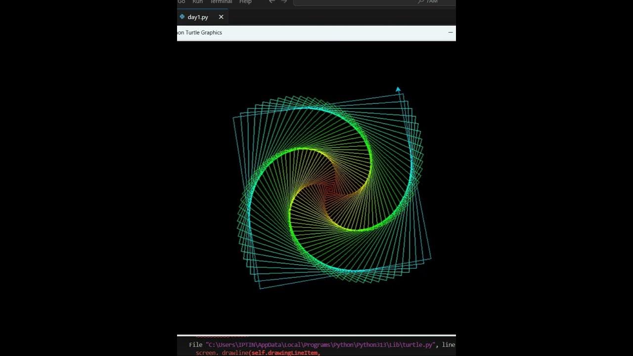 Let's create a more advanced example with the turtle module. How about ...