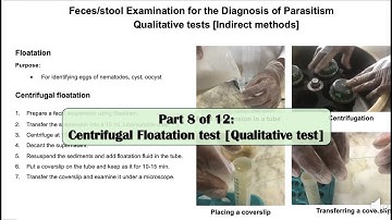 Part 8: Centrifugal flotation test of faces or stool for the diagnosis of parasitism