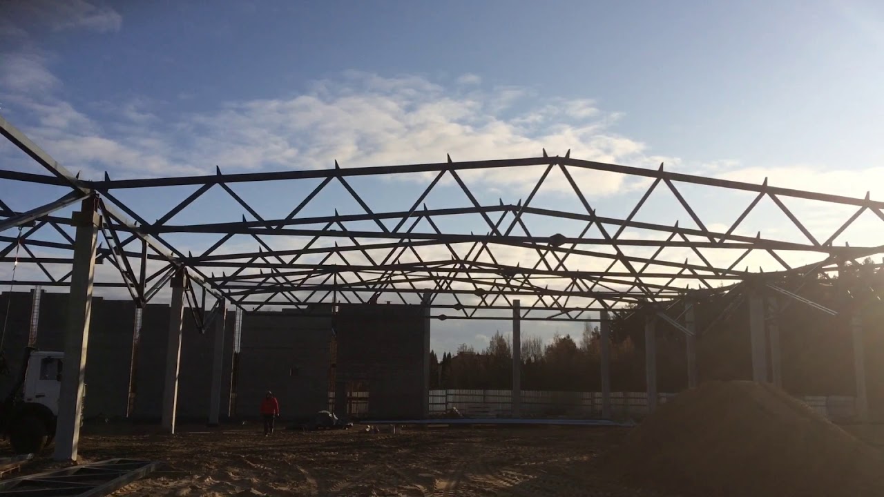 Монтаж фермы 24 метра. - YouTube