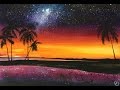 Watercolor Hawaiian Night Palm Trees Painting Demonstration