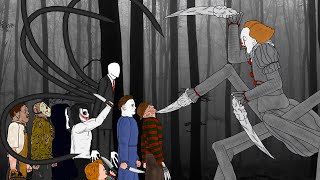 IT Pennywise vs SLENDER MAN Jason Voorhees, Freddy, Michael, Leatherface, Chucky, Ghostface, Jeff