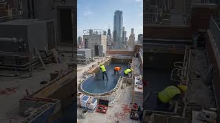 Rooftop Swimming Pool Construction Timelapse | Luxury Rooftop Pool Transformation 🏊✨ #trending