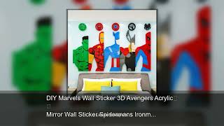 DIY Marvels Wall Sticker 3D Avengers Acrylic Mirror Wall Sticker Spidermans Ironmans Hulks Odin screenshot 3