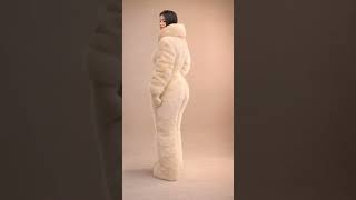 beige fur onesie #ai #fashion #winterfashion