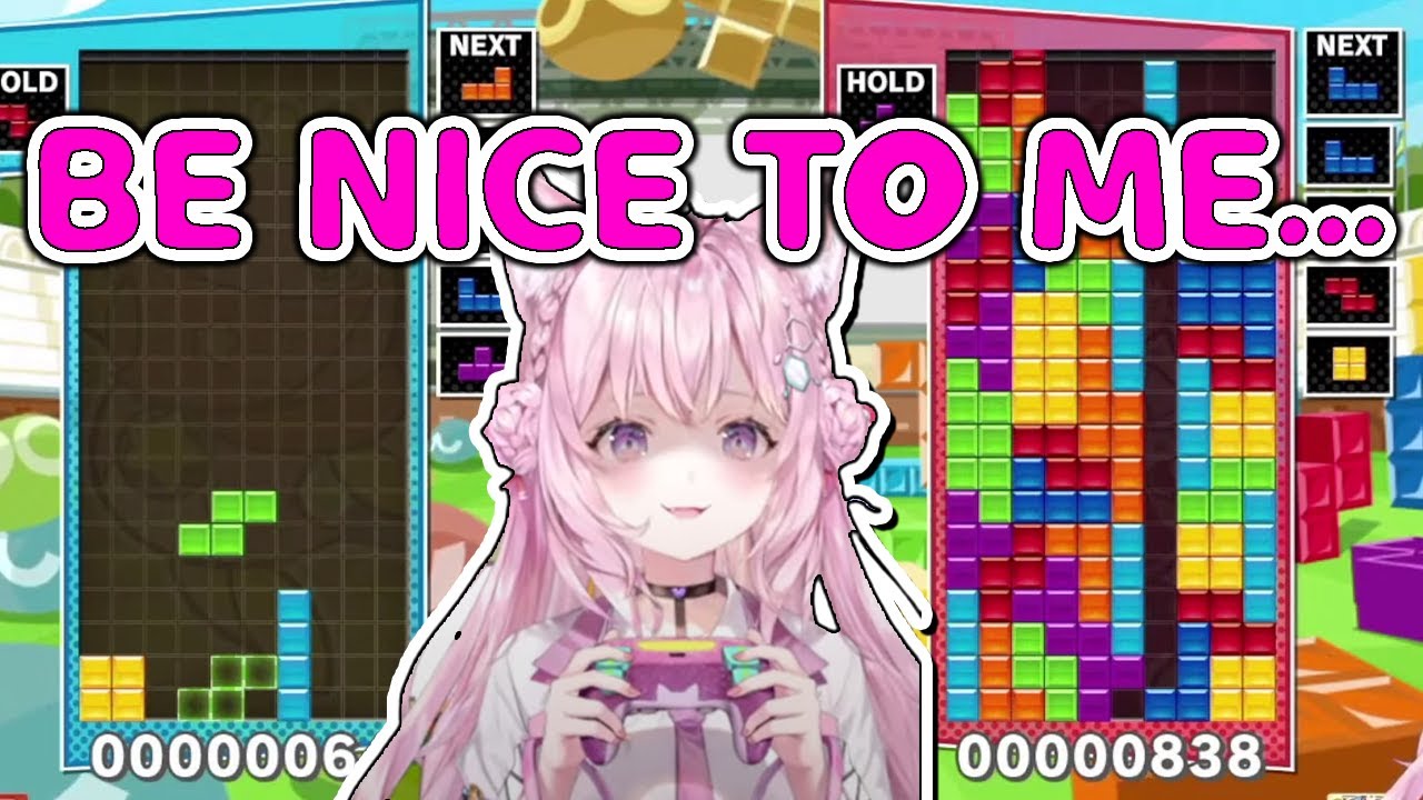 Koyori gets shocked the first time she plays Tetris with her viewer