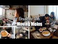 Breakfast with moving moles  ramen for breakfast