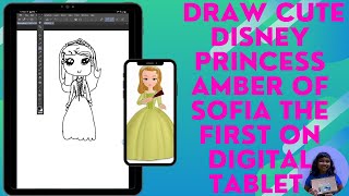 How to Draw Cute Disney Princess Amber of Sofia the First on Samsung Galaxy Tab S7 screenshot 5