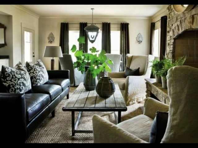 Black Leather Couch Living Room You