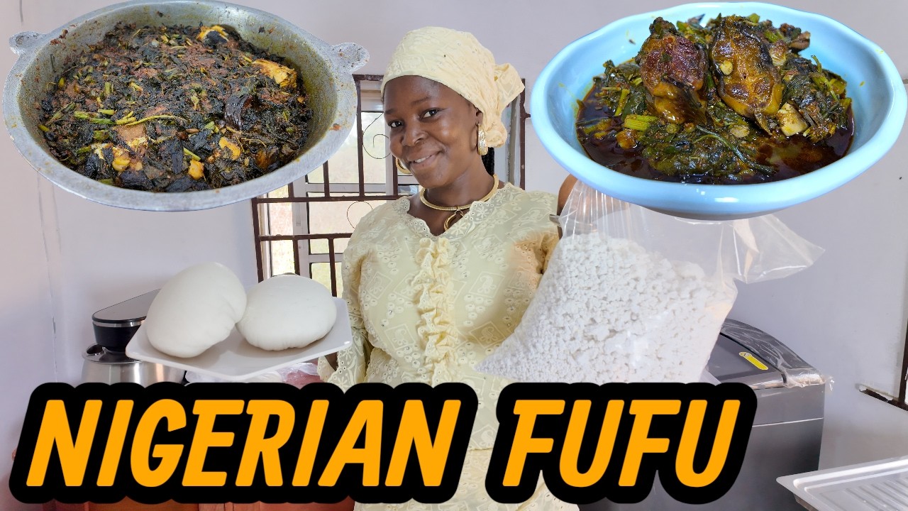 HOW TO MAKE THE BEST NIGERIAN FUFU + FISH VEGETABLE SOUP RECIPE AFRICAN FOOD CUISINE ASMR MUKBANG...