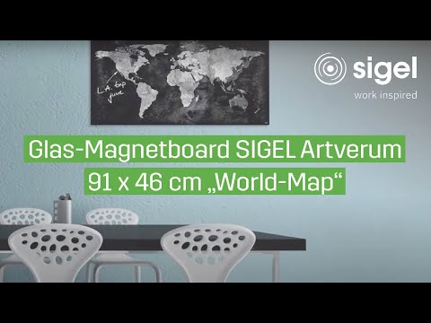 Glas-Magnetboard artverum® 91 x 46 cm Design World-Map - GL270