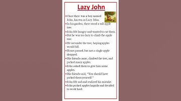 Story Lazy John | Lazy boy #lazyjohn #lazyboy #appletree #moralstory #story #lazy #shorts #ytstory