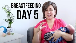 What to Expect Breastfeeding on Day 5 | CLUSTER FEEDING, LETDOWNS, LEAKING MILK, CLOGGED DUCTS screenshot 1